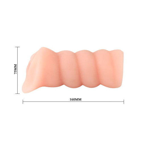 Мастурбатор-вагина с вибрацией и углублениями под пальцы (телесный)