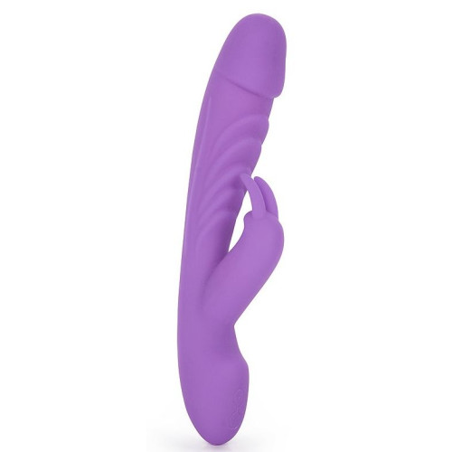 Фиолетовый вибромассажер-кролик с 10 режимами вибрации - 24 см. (фиолетовый)