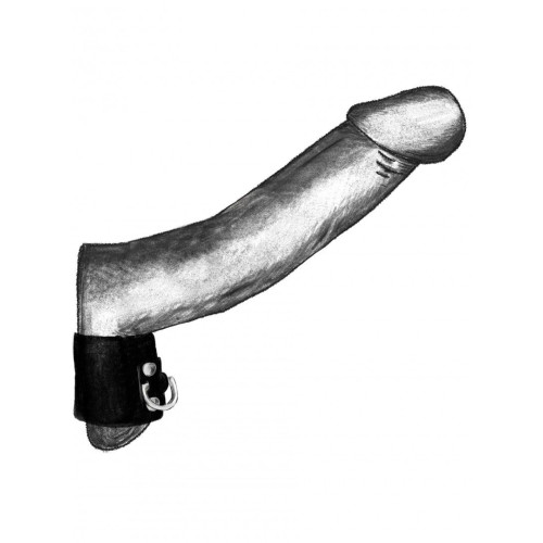 Черный бандаж на пенис и мошонку с D-образным кольцом (черный)