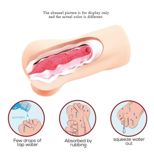 Компактный мастурбатор-вагина с эффектом смазки (телесный)