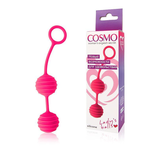 Розовые вагинальные шарики с ребрышками Cosmo (розовый)