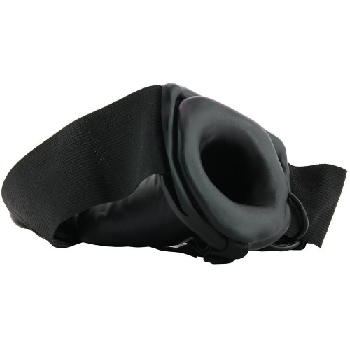 Чёрный полый страпон с вибрацией Unisex Vibrating Hollow Strap-On - 14 см. (черный)