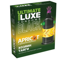Черный стимулирующий презерватив  Хозяин тайги  с ароматом абрикоса - 1 шт. (черный)
