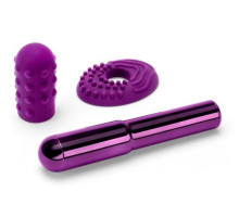 Фиолетовый жезловый вибратор Le Wand Grand Bullet с двумя нежными насадками (фиолетовый)
