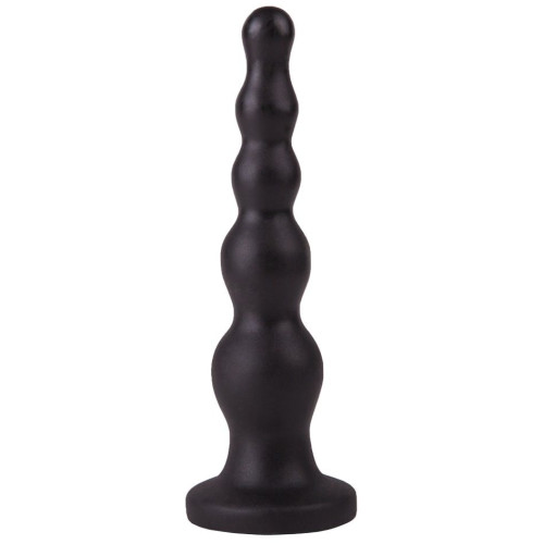 Чёрная анальная ёлочка с ограничительным основанием - 17,5 см. (черный)
