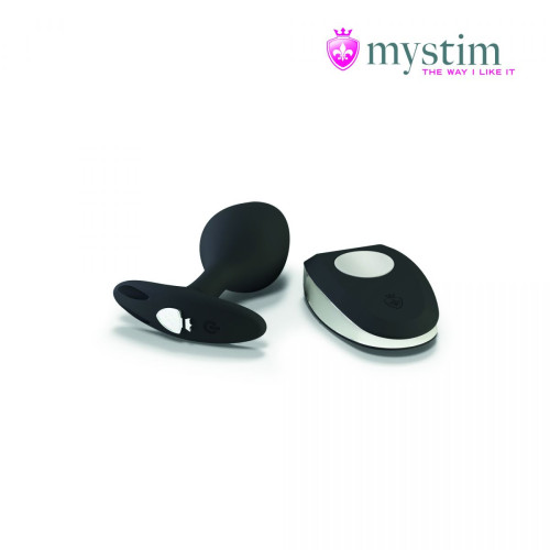 Черная пробка Mystim Rocking Vibe S с возможностью подключения к электростимулятору - 9,7 см. (черный)