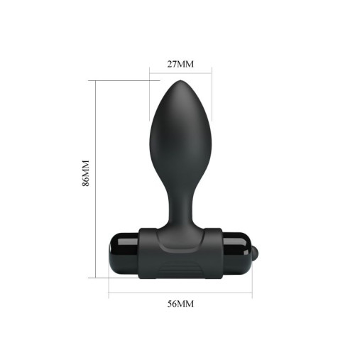 Черная анальная пробка с мощной вибрацией Vibra - 8,6 см. (черный)