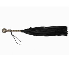 Черная плеть-флогер с витой ручкой в виде шара - 60 см. (черный)