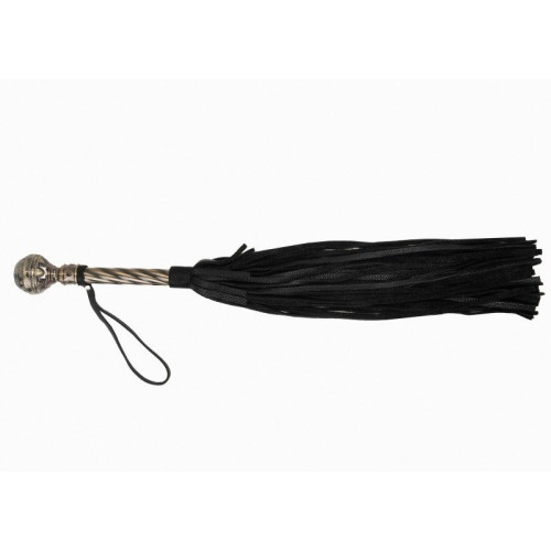Черная плеть-флогер с витой ручкой в виде шара - 60 см. (черный)