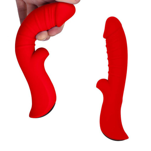 Красный вибромассажер 5  Silicone Wild Passion - 19,1 см. (красный)