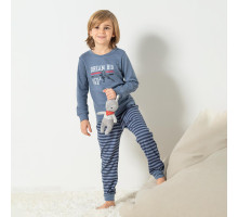 Детская пижама с принтом (синий меланж|3-4 года)