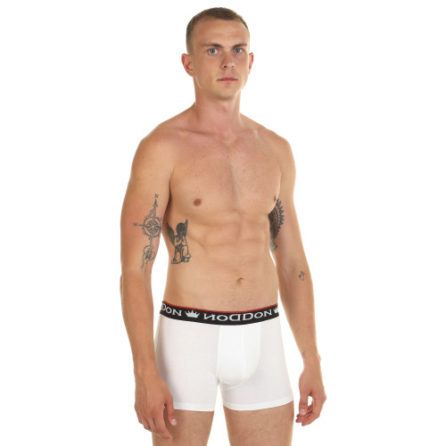 Белые мужские трусы-боксеры с пришивной брендированной резинкой (белый|S)