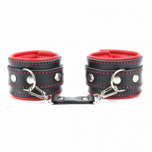 Черные наручники с красным подкладом (черный с красным)