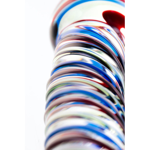 Стеклянный фаллос с разноцветными спиралями - 16,5 см. (разноцветный)
