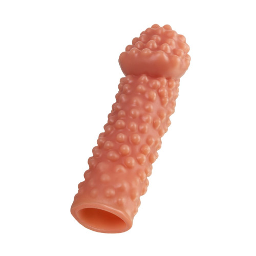 Реалистичная насадка на пенис с бугорками - 16,5 см. (телесный)