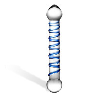 Прозрачный фаллос с голубой спиралью Spiral Dildo - 17 см. (прозрачный)