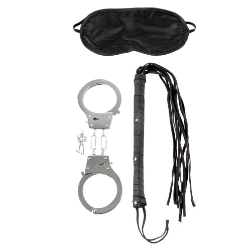 Набор для эротических игр Lover s Fantasy Kit - наручники, плетка и маска (черный с серебристым)