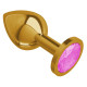 Золотистая средняя пробка с розовым кристаллом - 8,5 см. (розовый)
