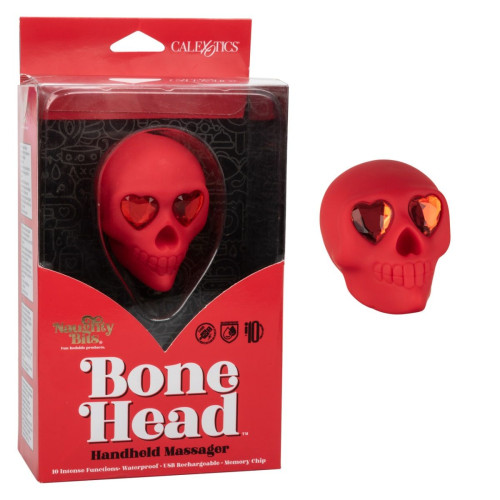Красный вибромассажер в форме черепа Bone Head Handheld Massager (красный)