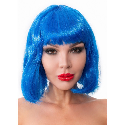 Синий парик-каре с челкой (синий)