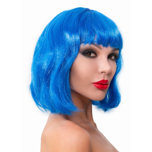 Синий парик-каре с челкой (синий)