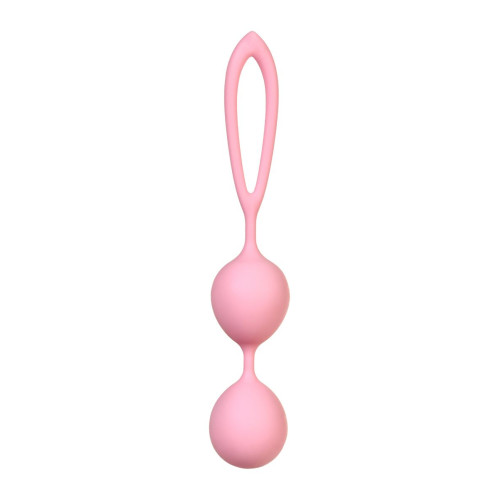 Розовые силиконовые вагинальные шарики с ограничителем-петелькой (розовый)