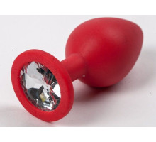 Красная силиконовая пробка с прозрачным кристаллом - 9,5 см. (прозрачный)