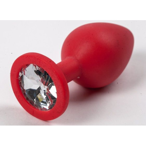 Красная силиконовая пробка с прозрачным кристаллом - 9,5 см. (прозрачный)