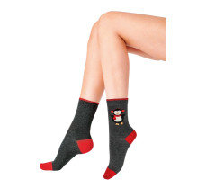 Хлопковые носочки с веселым пингвином Christmas Socks (серый|S-M-L)