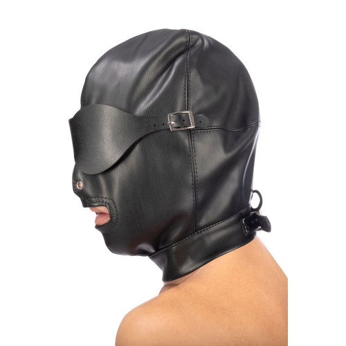 Маска-шлем с отверстием для рта и съемными шорами (черный)