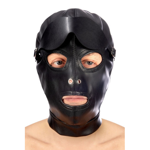 Маска-шлем с отверстием для рта и съемными шорами (черный)