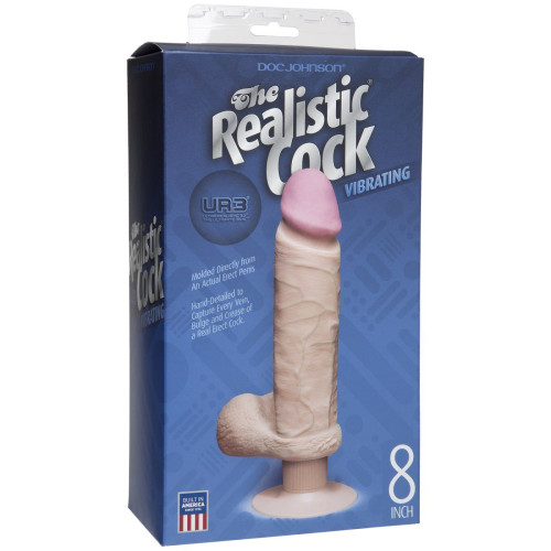 Вибромассажер-реалистик на присоске The Realistic Cock ULTRASKYN Vibrating 8”- 23,5 см. (телесный)