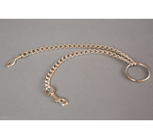Металлическая цепь с центральным кольцом и карабинами по обе стороны (серебро)