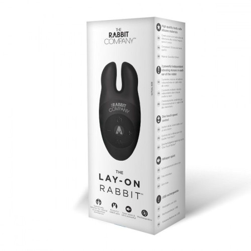 Черный вибростимулятор с ушками The Lay-on Rabbit (черный)