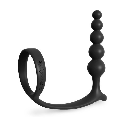 Черная анальная цепочка с эрекционным кольцом Ass-gasm Cockring Anal Beads (черный)