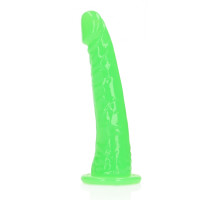 Зеленый люминесцентный фаллоимитатор на присоске - 17,5 см. (зеленый)