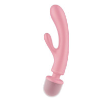 Розовый двусторонний вибромассажер Triple Lover - 23,7 см. (розовый)