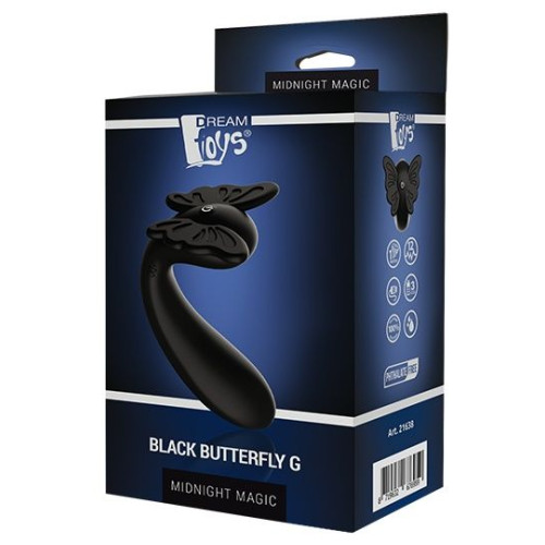 Черный вибромассажер-бабочка BUTTERFLY G (черный)