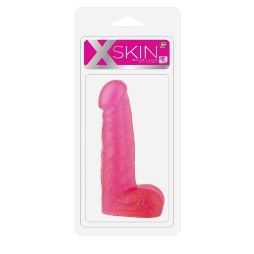 Розовый фаллоимитатор XSKIN 6 PVC DONG - 15,2 см. (розовый)