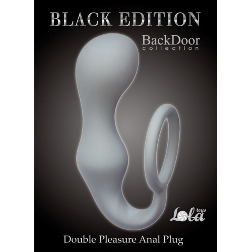 Серое эрекционное кольцо с анальной пробкой Double Pleasure Anal Plug (серый)