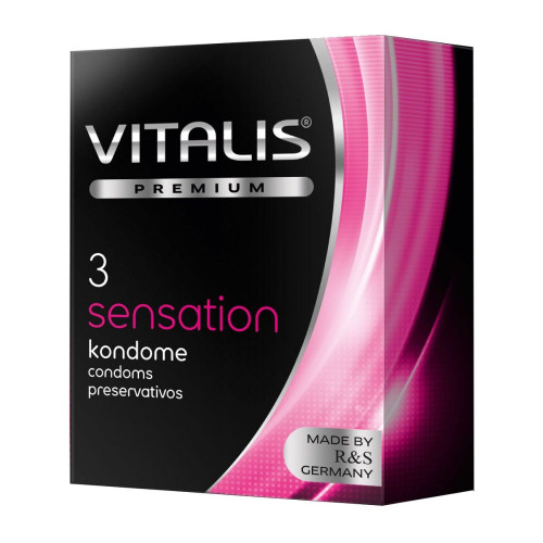 Презервативы с пупырышками и кольцами VITALIS PREMIUM sensation - 3 шт. (розовый)
