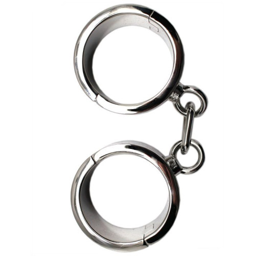 Серебристые гладкие металлические наручники с ключиком (серебристый)
