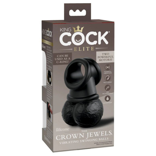Черная вибронасадка King Cock Ellite The Crown Jewels (черный)