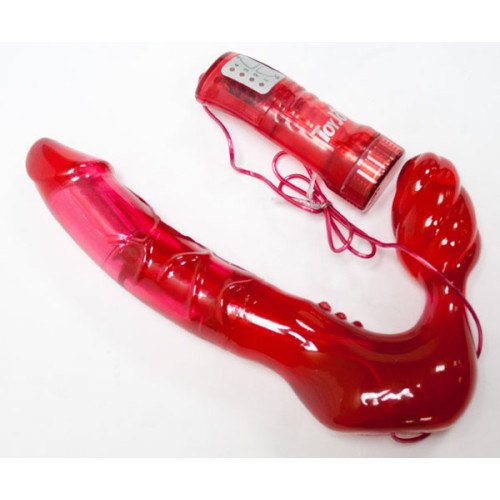Безремневой вагинальный страпон с вибратором Bend Over Boyfriend Red - 21 см. (красный)