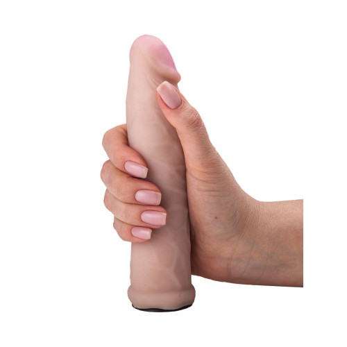 Женский страпон с вагинальной пробочкой - 17 см. (телесный)