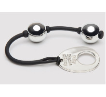 Серебристые шарики Inner Goddess Mini Silver Pleasure Balls 85g на черном силиконовом шнурке (серебристый с черным)