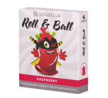Стимулирующий презерватив-насадка Roll & Ball Raspberry (прозрачный)