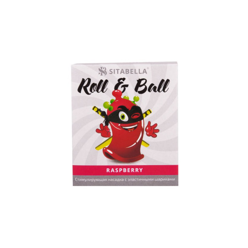 Стимулирующий презерватив-насадка Roll & Ball Raspberry (прозрачный)