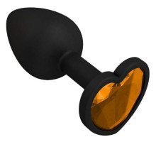 Черная силиконовая пробка с оранжевым кристаллом - 7,3 см. (оранжевый)
