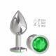 Серебристая средняя пробка с зеленым кристаллом - 8,5 см. (зеленый)